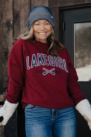 Sanded Fleece Crew Neck Sweatshirt in Cranberry