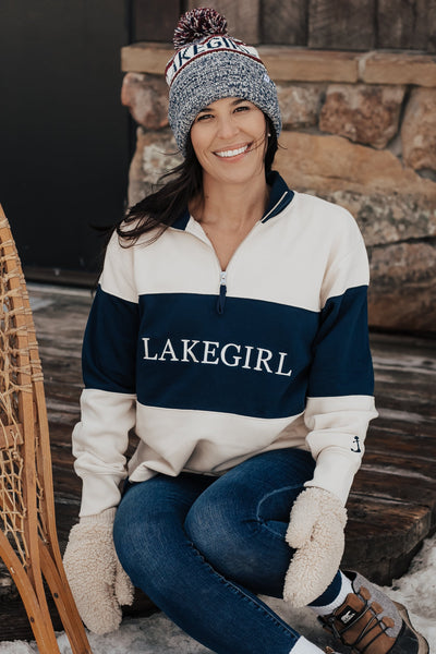 Fleece 1/4 zip lakegirl sweatshirt with embroidered design