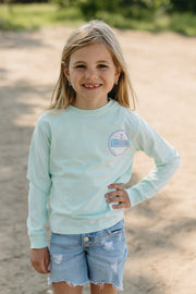 Front of youth mint long sleeve shirt