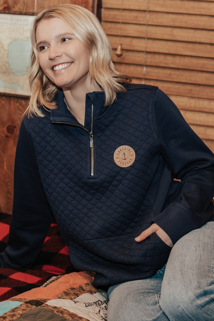 Quilted Fleece 1/4 Zip Pullover - Main Image
