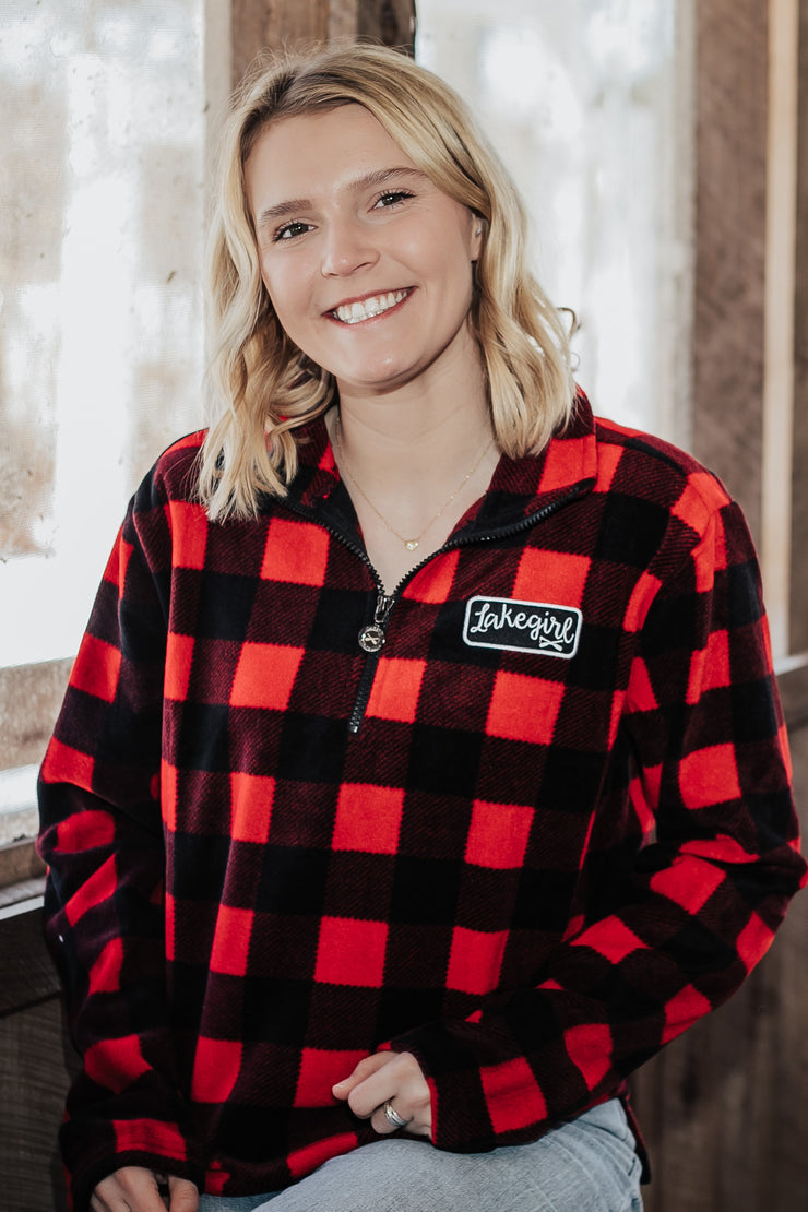 Shirt Red And Black Plaid Fleece Jacket Buffalo Plaid Fleece Half Zip