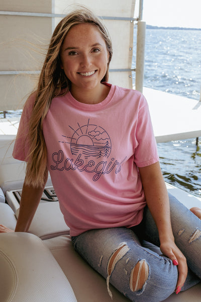 Up North Waves/Pines Short Sleeve in Hot Pink