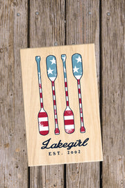 Script Americana Paddles Wooden Sign
