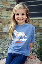 Lakegirl Dog and Canoe Tee in Pacific Blue