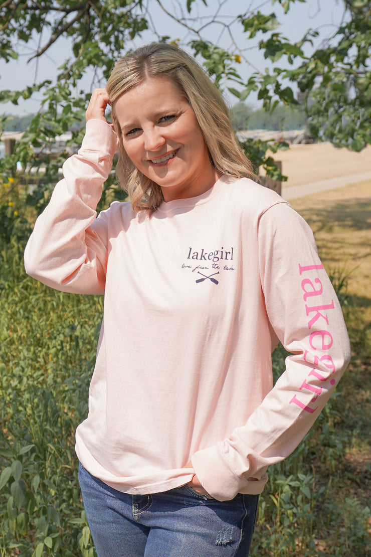Ringspun Shutters Paddles Long Sleeve Tee in Shell Pink