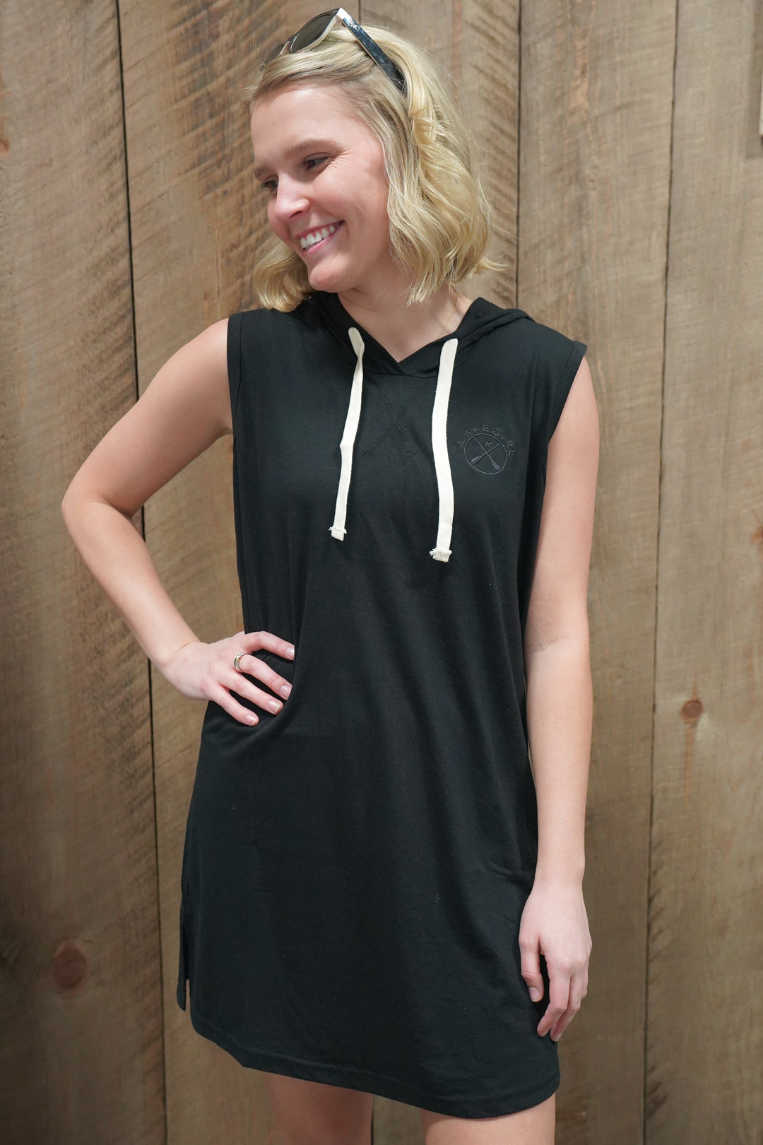 Lakegirl Sleeveless Hooded Dress Cover-up S / Black