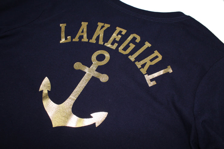 Lakegirl Gold Front Pocket Anchor Tee_NAVY TL920NV