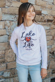 Youth Ringspun Lake Life Plaid Heart Tee