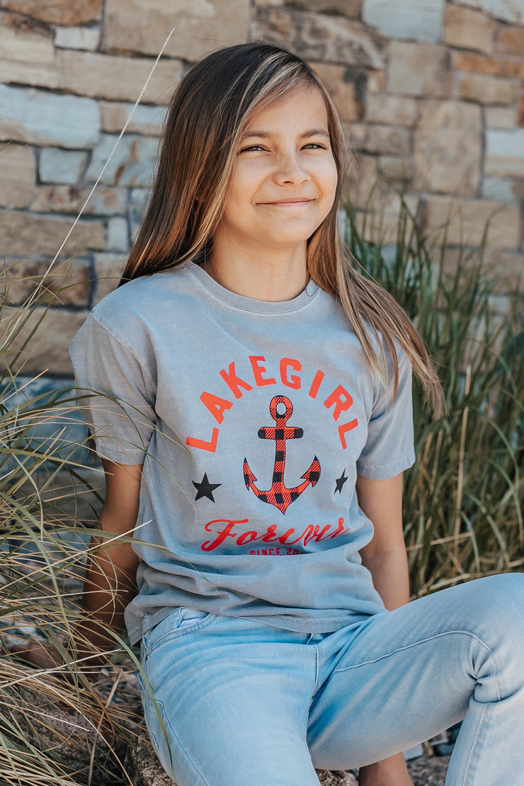 Youth Ringspun Forever Plaid Anchor Tee