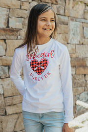 Youth Ringspun Forever Plaid Heart Tee