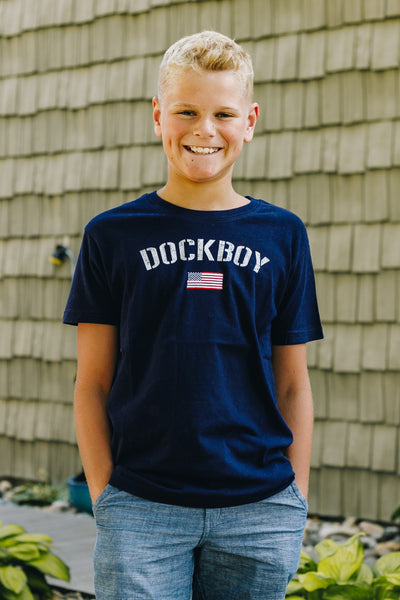 Dockboy Embroidered Navy Flag Tee