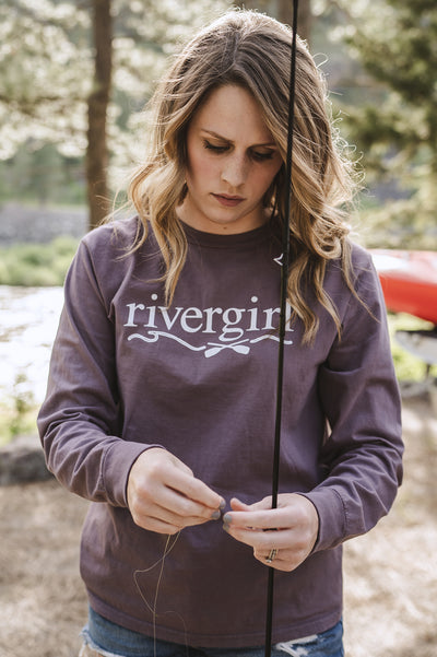 Rivergirl Logo Long Sleeve Crew Amethyst T-shirt