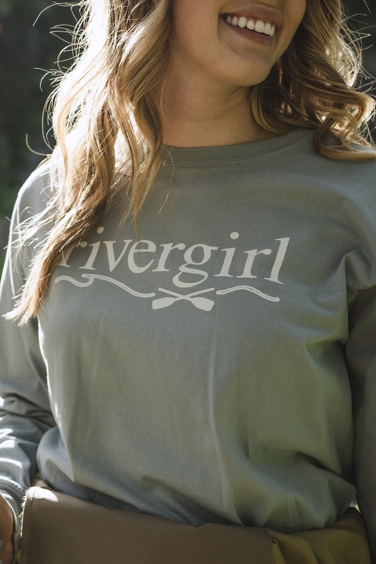 Rivergirl Logo Long Sleeve Crew Pale Jade T-shirt