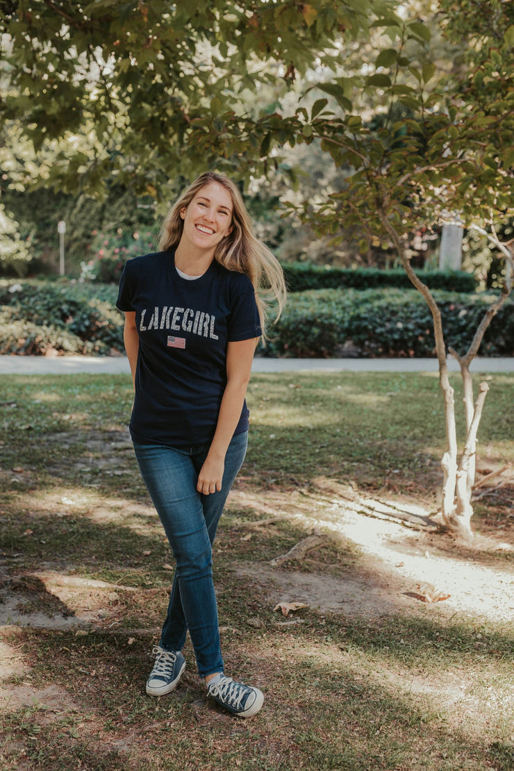 Relaxed Flag Crew Navy Tee