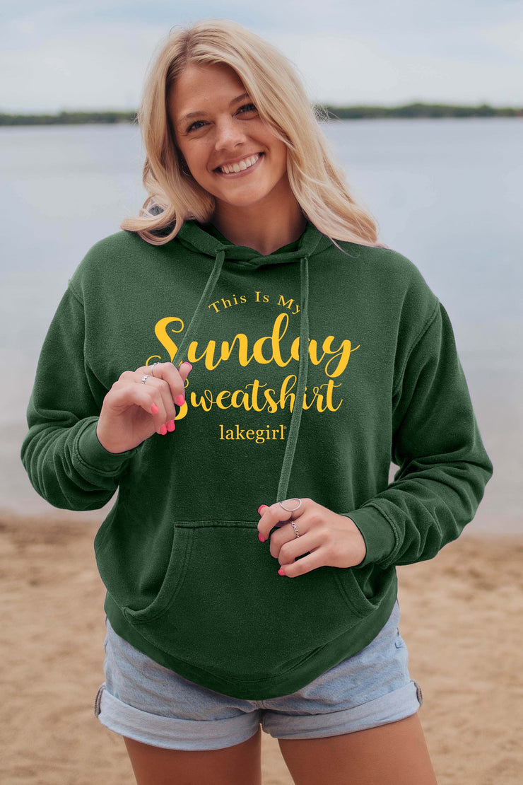 Lakegirl Ringspun Fleece Sunday Sweatshirt - Green and Gold